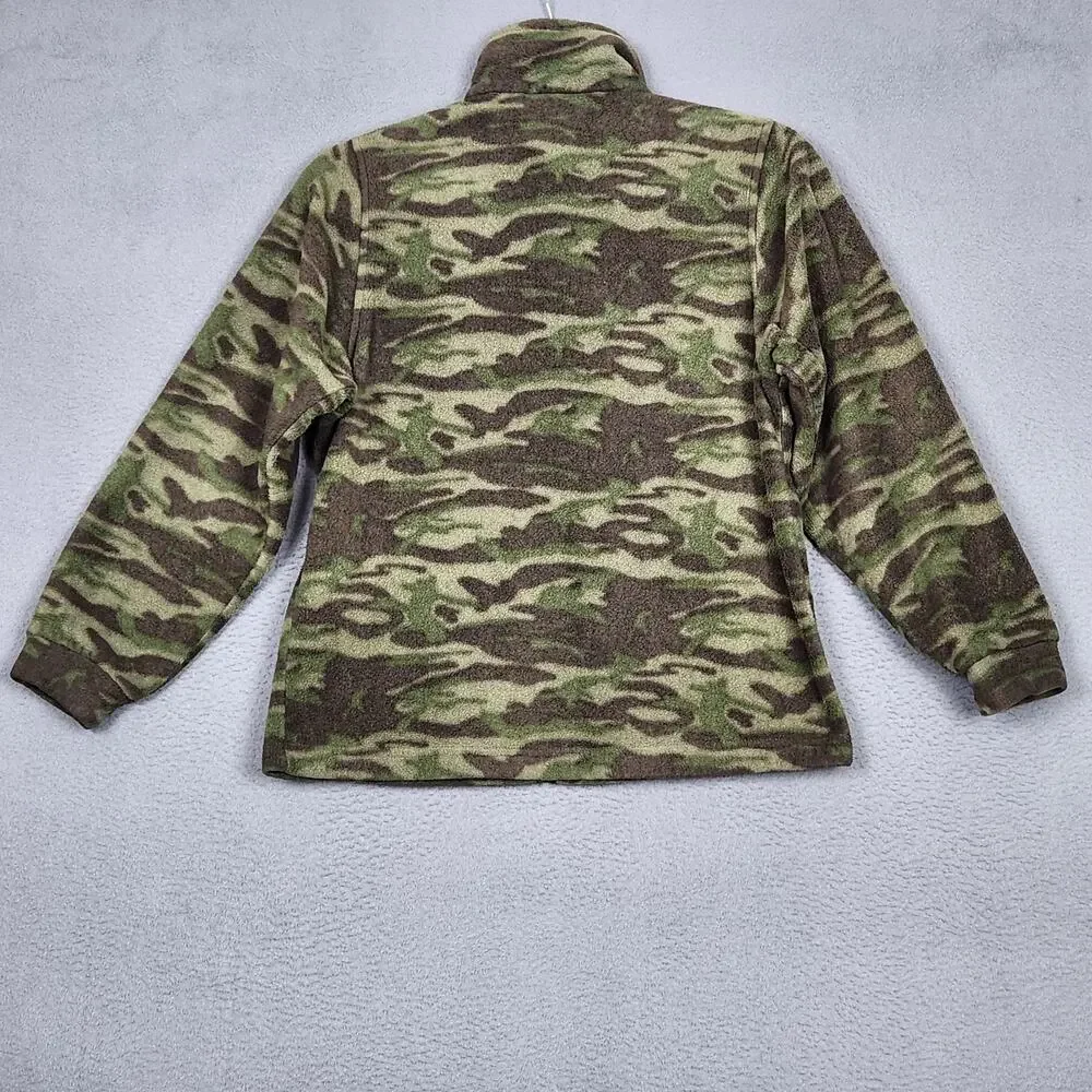 Columbia Jacket Youth 10/12 Green Camo Fleece Full Zip Outdoors Hunting Warm